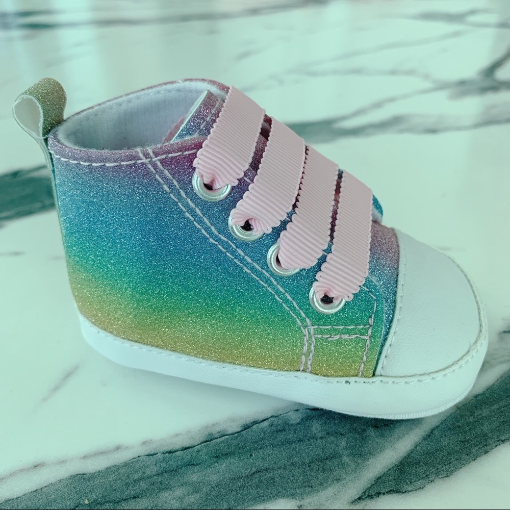 Rainbow Glitter Hightop Baby Sneakers